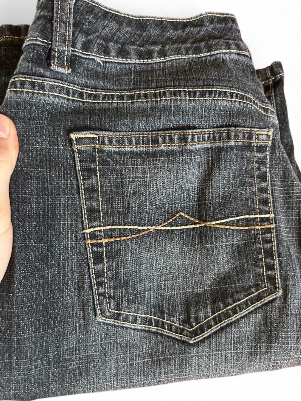 Early 2000’s Ana Straight Leg black Denim with Gold Stitching